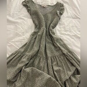 LOFT green polkadot dress